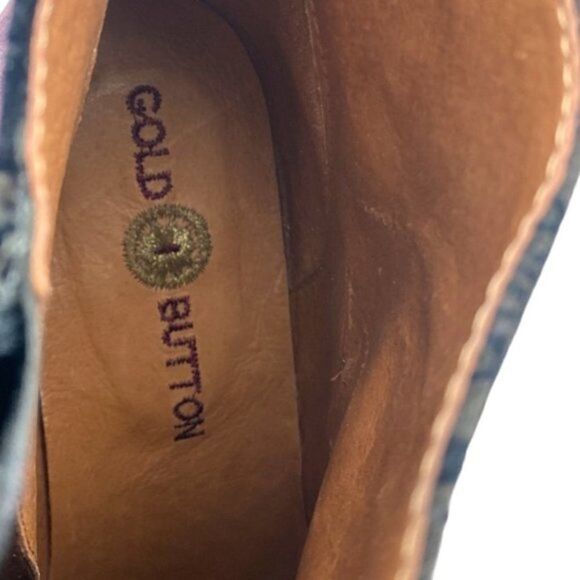 GOLD BUTTON Women's Purple Eggplant Moka Floral Retro Side Zip Booties EU 41 - Picture 8 of 13